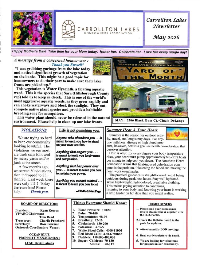 First page of the May 2026 Newsletter