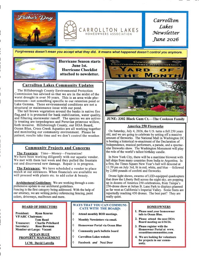 First page of the June 2026 Newsletter