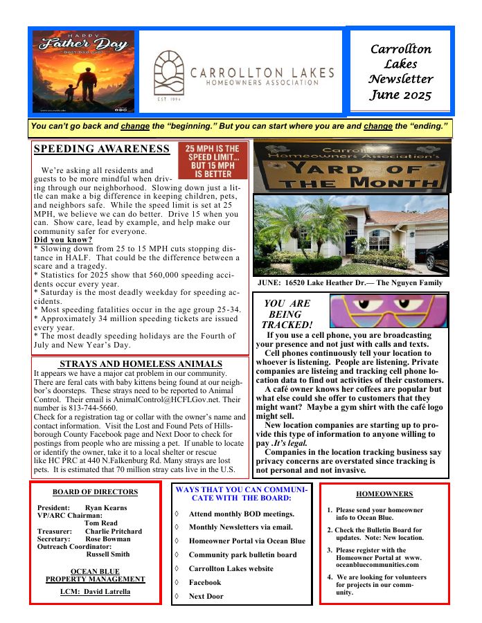First page of the June 2025 Newsletter